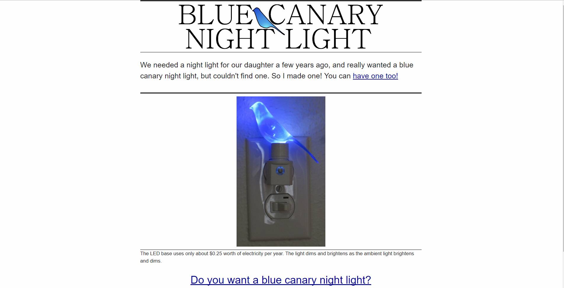 Blue Canary Night Light