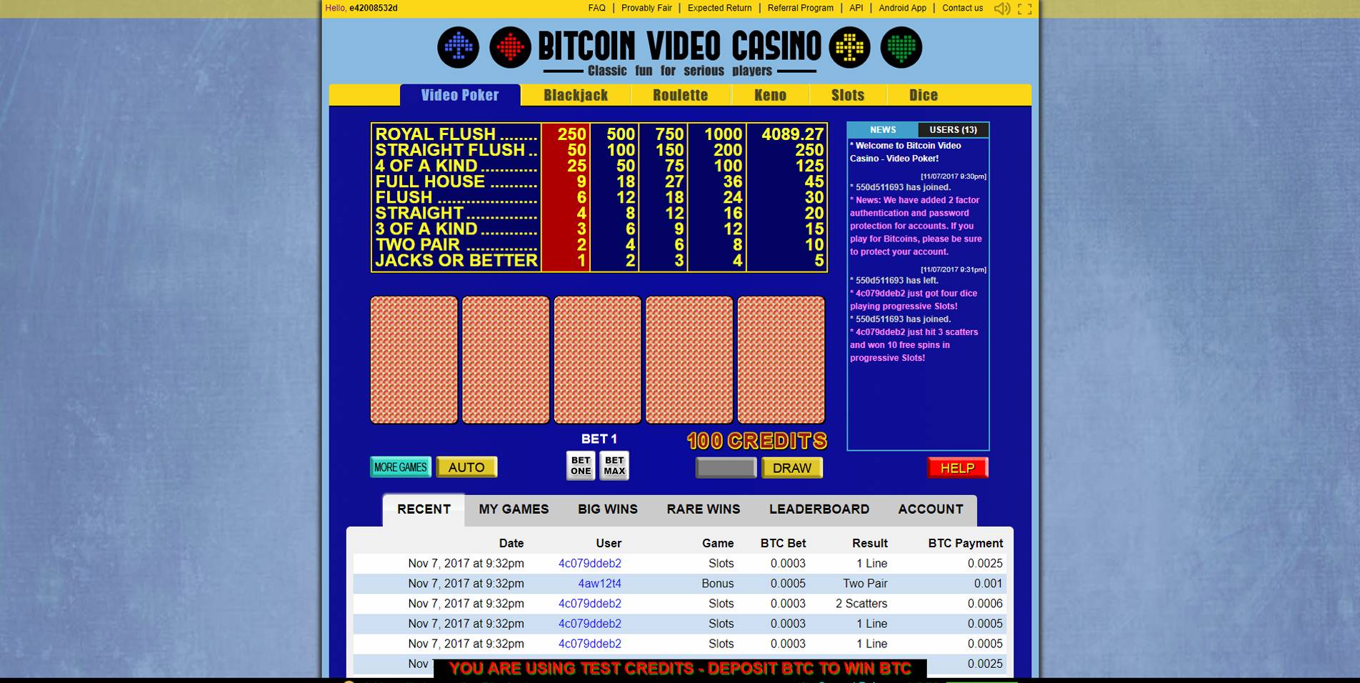 Bitcoin Video Casino
