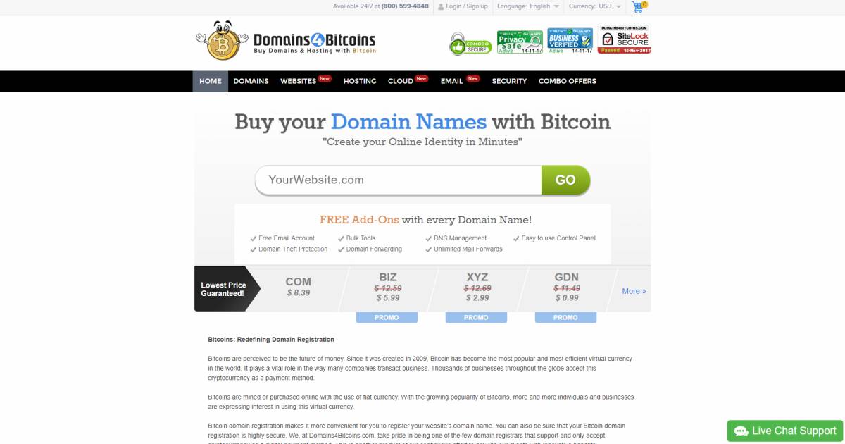 Domains4bitcoins Crypto Payment Methods Website Bitcoinwide